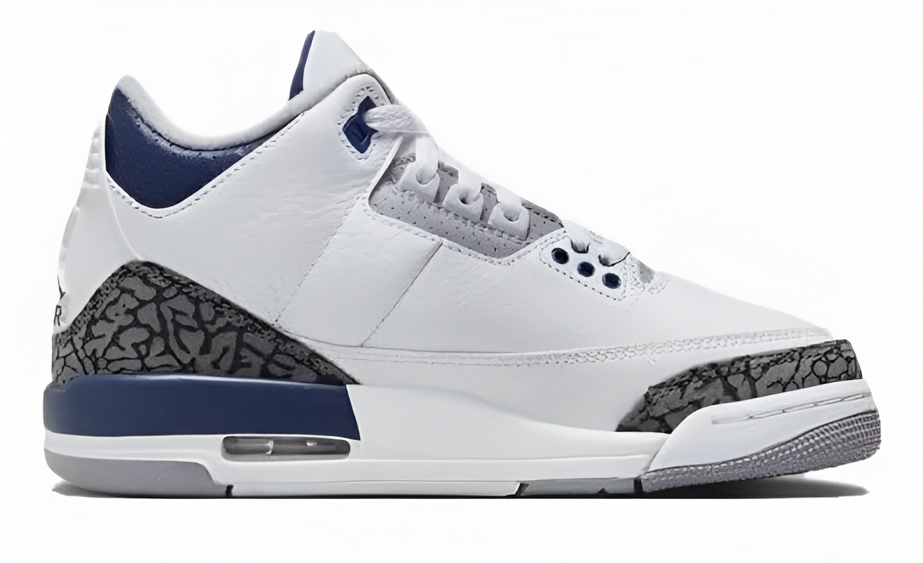 Jordan Big Kid 3 Retro Blanco/Azul marino medianoche